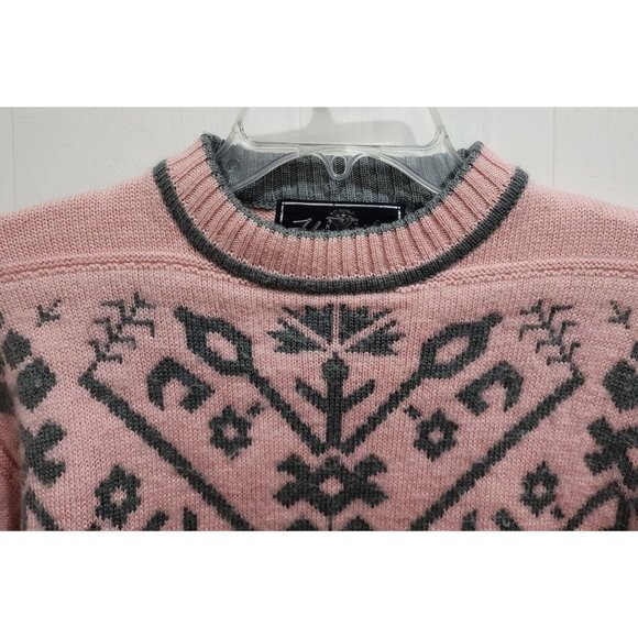 Vintage FleXible Women's Long Sleeve Sweater Pastel Pink/Gray Print Wool Blend S - Picture 2 of 8